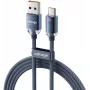 VOLTAGE PureCrystal 66W USB-A į USB-C greito įkrovimo laidas, 1 m, mėlynas