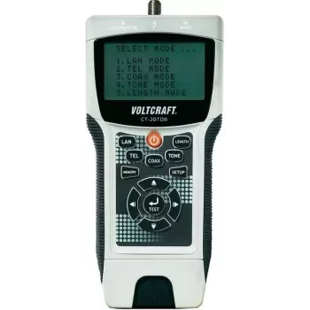 Voltcraft CT-20TDR TDR kabelių testeris su ilgio matavimu, laidų išdėstymo patikra, tono generatoriumi UTP/STP LAN, koaksialiniams, telefono kabeliams