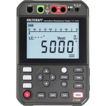 VOLTCRAFT ET-500 izoliacijos testeris 250 V, 500 V, 1000 V, 2500 V, 5000 V 5,0 TΩ (VC-17072215)