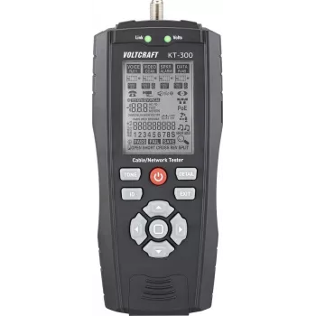 VOLTCRAFT KT-300 kabelių testeris VC-17497100 telekomunikacijų ir tinklų kabeliams