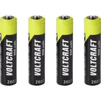 VOLTCRAFT Micro (AAA) NiMH akumuliatoriai 550 mAh 1,2 V, paruošti naudoti, 4 vnt. (VC-17275405)