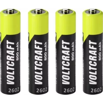 VOLTCRAFT Micro (AAA) NiMH įkraunamos baterijos 800 mAh 1,2 V Ready to Use, 4 vnt. (VC-17275415)