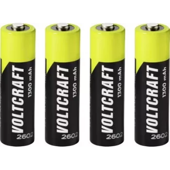 VOLTCRAFT Mignon AA NiMH akumuliatorinės baterijos 1300 mAh 1,2 V Ready to Use, 4 vnt. (VC-17275445)