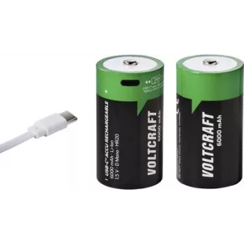 VOLTCRAFT Mono (D) Li-Ion akumuliatorius 6000 mAh 1,5 V, 2 vnt. su USB-C įkrovimu (VC-17275580)