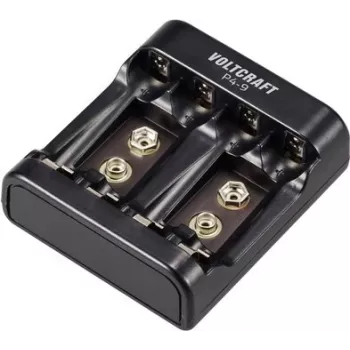 VOLTCRAFT P4-9 apvalių elementų įkroviklis NiMH/NiCd AA, AAA, 9V blokui VC-14936385