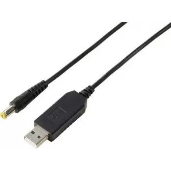 VOLTCRAFT USB į 12V DC įtampos keitiklis su 5,5x2,1 mm kištuku ir adapterių rinkiniu, 12W, 1A, juodas (VC-18218585)