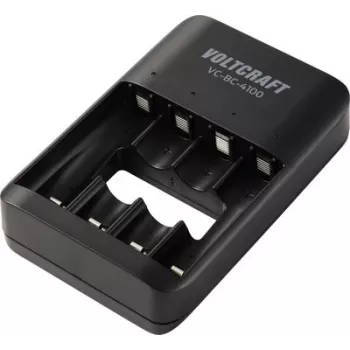 Voltcraft VC-BC-4100 apvalių elementų įkroviklis NiMH NiZn Li-Ion AA AAA USB-C 4 lizdai