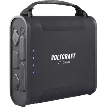 Voltcraft VC-GP40 nešiojama elektros stotelė 144000 mAh LiFePO4 USB-PD 100W juoda su LED žibintuvėliu
