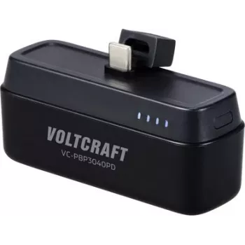 VOLTCRAFT VC-PBP3040PD nešiojamas įkroviklis (power bank) 4500 mAh USB-C PD Li-Ion matinis juodas su įkrovos indikatoriumi