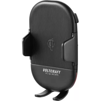 VOLTCRAFT VC-Qi-WCM15 Qi belaidis automobilinis laikiklis su 15W greituoju įkrovimu, 55-89mm, automatinis suspaudimas, juodas