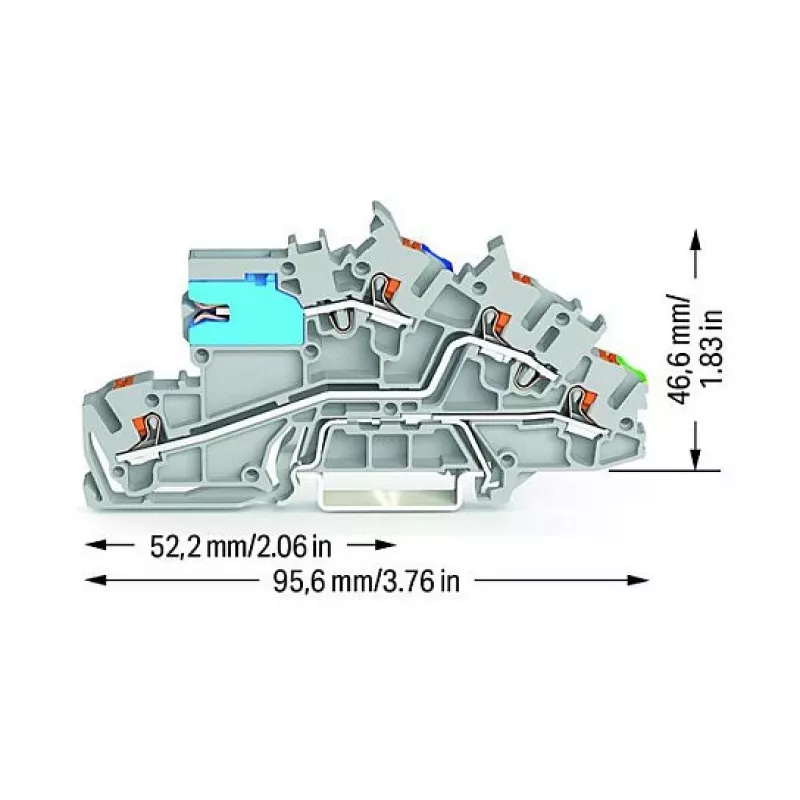 WAGO 2203-7641 Daugiapakopis montažinis gnybtas su N atjungimo slankikliu, NT/L/PE, pilkas