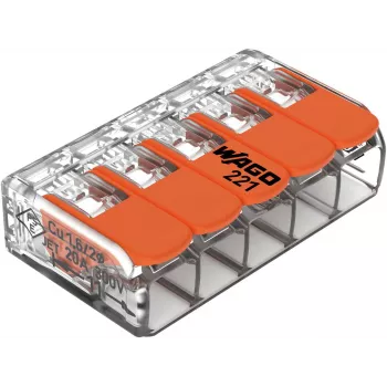 WAGO 221-415 COMPACT jungtis 5 laidininkams, 0,2-4 mm², 25 vnt. paketas