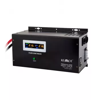 Sieninis nepertraukiamo maitinimo šaltinis KEMOT PROsinus-2200 su grynąja sinusine banga ir įkrovikliu 12V 230V 2200VA/1600W
