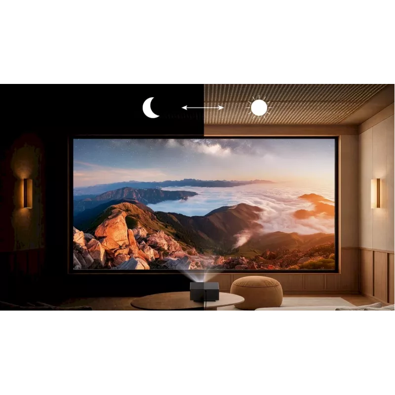 Wanbo X7 Pro Max Full HD projektorius – 1080p, 1000 ANSI liumenų, Android TV 14, WiFi 6, 300 colių ekranas, juodos spalvos