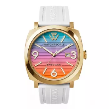 WATCHPEOPLE Moteriškas 700984 Analoginis Kvarco Laikrodis 45mm Nerūdijančio Plieno Korpusas Juodu Ciferblatu Odiniu Dirželiu