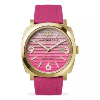 WATCHPEOPLE Moteriškas 700985 Rožinio Aukso Spalvos Nerūdijančio Plieno ir Rudos Odos Laikrodis 45mm