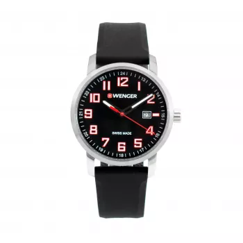 WENGER vyriškas laikrodis 19.041.127 42mm Šveicariškas kvarcinis chronografas mėlynu ciferblatu rudo odinio dirželio