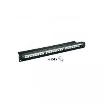 Wentronic 24 prievadų CAT6 UTP pataisų skydas, 1U 19 colių stovo tvirtinimas, juodas (95336)