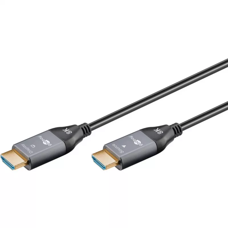 WENTRONIC Goobay 76276 aktyvus optinis HDMI kabelis AOC 8K - 10 m, HDMI 2.1, 48 Gbps, 8K@60Hz, 4K@120Hz, Dynamic HDR, eARC, VRR, ALLM, HDCP 2.3, juodas
