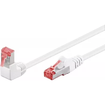WENTRONIC Goobay CAT 6 tinklo kabelis, 1x 90° kampu, S/FTP (PiMF), baltas, 0.25 m - Latch Up, LSZH be halogenų, varis (51548)