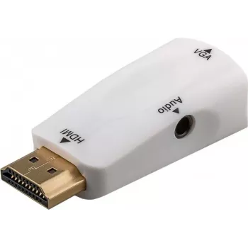 Wentronic Goobay kompaktiškas HDMI į VGA adapteris su garsu - HDMI male į VGA female + 3,5 mm lizdas, 1080p, juodas 44793