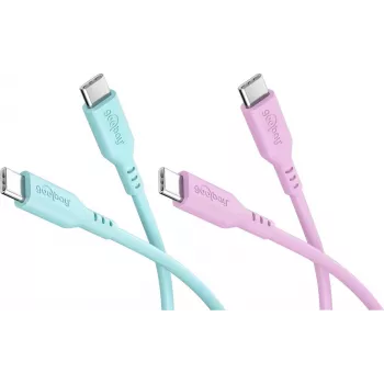 WENTRONIC Goobay Coral Crush rinkinys 2x USB-C silikoniniai kabeliai, 1,5 m, turkio ir rožinės spalvos (81260)
