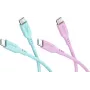 WENTRONIC Goobay Coral Crush rinkinys 2x USB-C silikoniniai kabeliai, 1,5 m, turkio ir rožinės spalvos (81260)