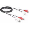 Wentronic Goobay RCA prailginimo kabelis, 2,5 m, 2x RCA male į 2x RCA female, stereo audio, juodas 50026
