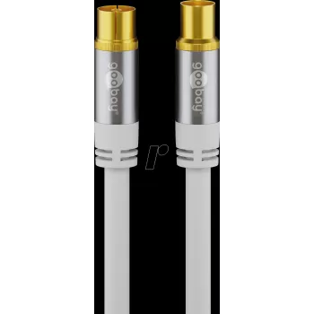 Wentronic Goobay TV antenos kabelis 1m baltas auksuoti kontaktai 4x ekranuotas 135dB koaksialinis moteriškas į vyrišką 70313