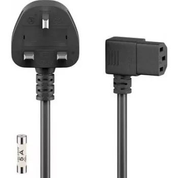 Wentronic Goobay maitinimo laidas UK 3 kontaktų kištukas – kampuotas IEC C13, 2 m, juodas 45767