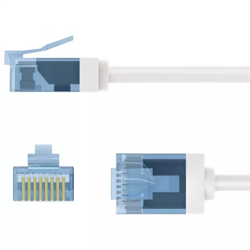 Wentronic Goobay itin lankstus CAT 6A tinklo kabelis Slim U/UTP baltas - itin trumpi jungtys, 0,5 m 74299