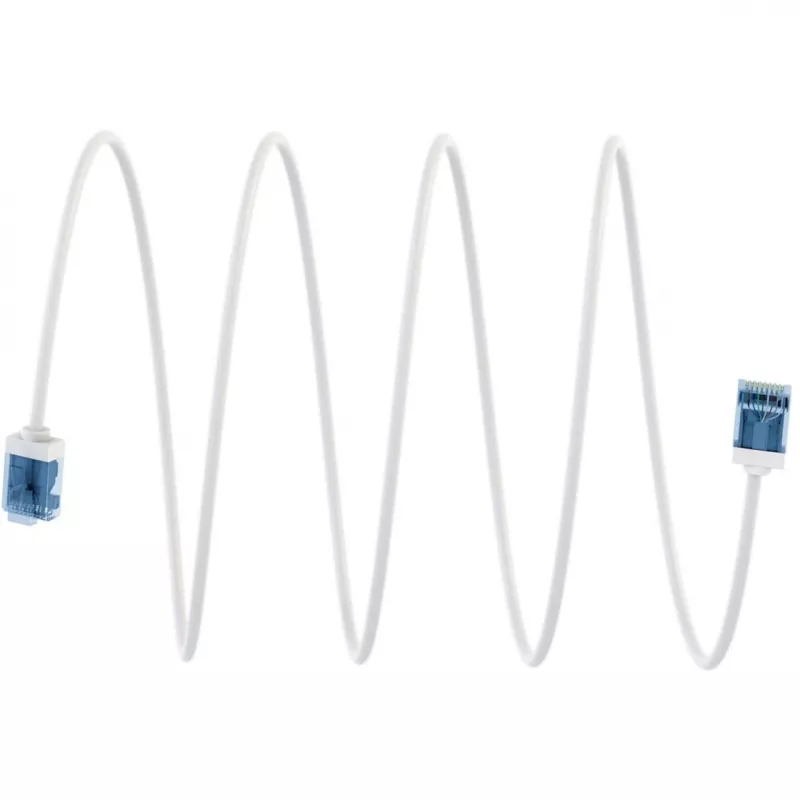 Wentronic Goobay itin lankstus CAT 6A tinklo kabelis Slim U/UTP baltas - itin trumpi jungtys, 0,5 m 74299