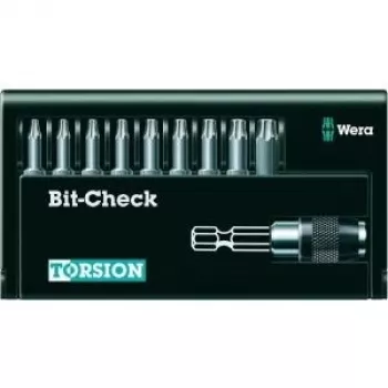Wera 05056164001 9 dalių Torx antgalių rinkinys su Rapidaptor laikikliu, 1/4 colio šešiabriaunis kotas, 25 mm antgaliai, TX8–TX40, Bit-Check dėklas