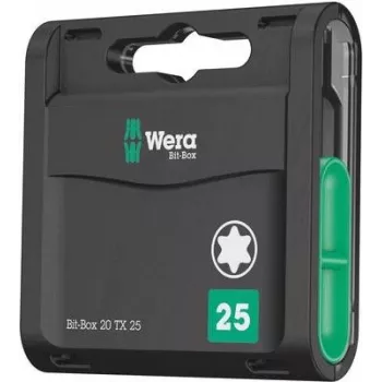 Wera 20 dalių Bit-Check antgalių rinkinys, TORX TX 25, 25 mm ilgio, 1/4 colio šešiabriaunis, su Rapidaptor greito atleidimo antgalių laikikliu 05057773001