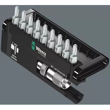 Wera Bit-Check 10 Drywall 1 bitų rinkinys, 10 vnt., Phillips PH 2, 25 mm, Rapidaptor greito atleidimo laikiklis, gylio ribotuvas, torsioniniai bitai
