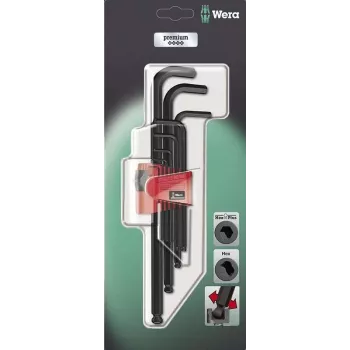 Wera Hex-Plus L-raktų rinkinys 950 PKL/9 BM SB SiS, 9 dalių, metrinis, BlackLaser 05073596001