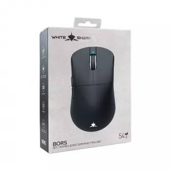 White Shark BORS-B WGM-5021 belaidė žaidimų pelė, 12000 DPI, 2.4GHz, RGB, juoda