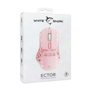 White Shark ECTOR-P GM-5016 laidinis žaidimų pelė, 6400 DPI, rožinė