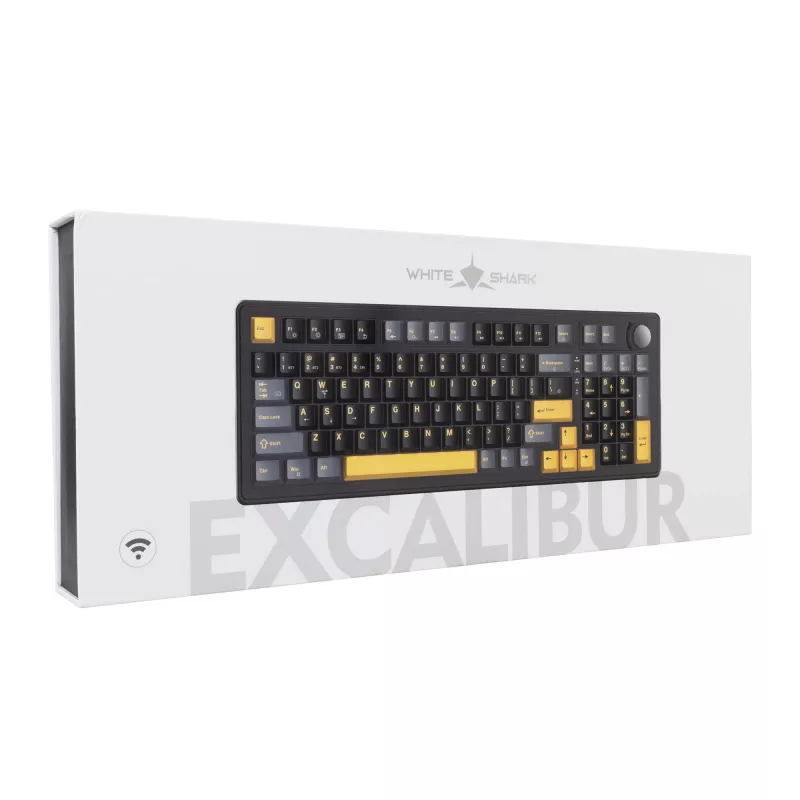 „White Shark EXCALIBUR-B TKL“ mechaninė žaidimų klaviatūra, KTT Wine Red linijiniai karšto keitimo jungikliai, per klavišą RGB, juoda