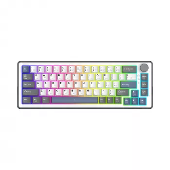 Balta mechaninė klaviatūra White Shark EXCALIBUR M (GK-009251) su Outemu Blue jungikliais, RGB apšvietimu, US išdėstymu