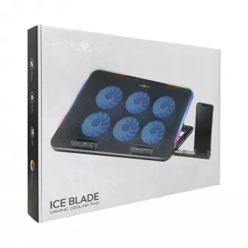 White Shark ICE BLADE GCP-96 aušinimo padėklas nešiojamam kompiuteriui, dvigubas ventiliatorius, mėlynas LED, iki 17 colių, 5 padėtys