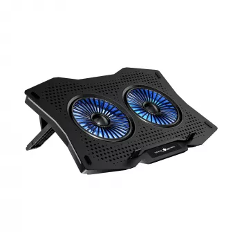White Shark ICE GUARD GCP-4 aušinimo padėklas su dviem 125 mm mėlynos šviesos LED ventiliatoriais, 5 aukščio padėtimis, iki 17.3 colio