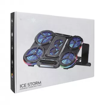 White Shark ICE STORM GCP-6 aušinimo padėklas nešiojamam kompiuteriui, 2x125mm ventiliatoriai, mėlynas LED, USB, iki 17 colių