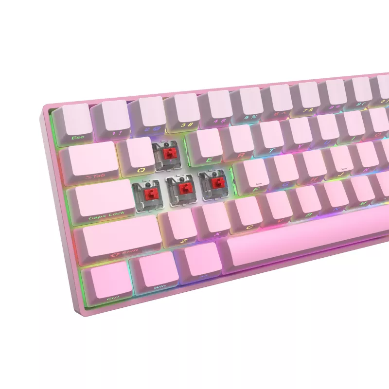 White Shark NUNCHAKU-P-US-RED.SW TKL mechaninė žaidimų klaviatūra - 87 klavišų, Outemu Red jungikliai, RGB foninis apšvietimas, rožinė