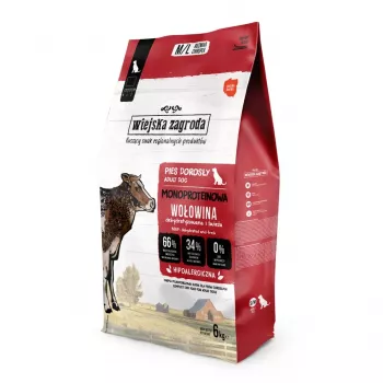 WIEJSKA ZAGRODA Monoprotein Beef sausi šunų ėdalo 6 kg