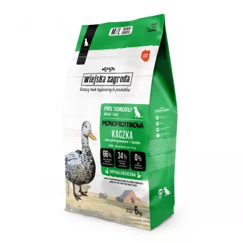 WIEJSKA ZAGRODA Monoprotein Duck sausas šunų ėdalas - 6kg