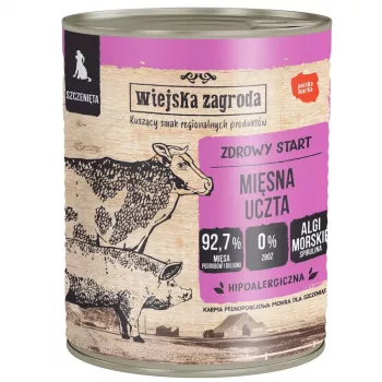 WIEJSKA ZAGRODA Puppy Meat Feast šlapias šunų ėdalas šuniukams 800g