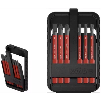 Wiha slimBit electric 45804 izoliuotų VDE atsuktuvų antgalių rinkinys, 6 vnt., plokštieji, Phillips, Pozidriv, TORX, 75 mm