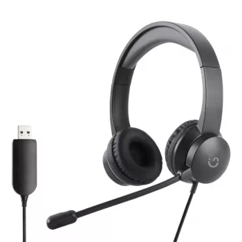 WINX CALL Clear USB ausinės WX-HS104 - triukšmą slopinančiu mikrofonu, ant ausų, USB-A, juodos spalvos