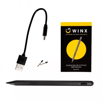 WINX DOODLE Max USI 2.0 rašiklis - 4096 slėgio lygiai, delno atmetimas, palaikomas pakreipimas, įkraunamas per USB-C, Space Grey